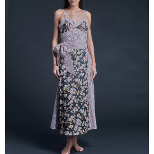 Cordelia Wrap Skirt in Liberty Cotton - Pink Black Spring Glory