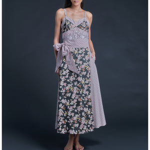 Cordelia Wrap Skirt in Liberty Cotton - Pink Black Spring Glory