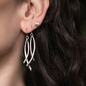 The Double Arc Drop Earrings in Silver