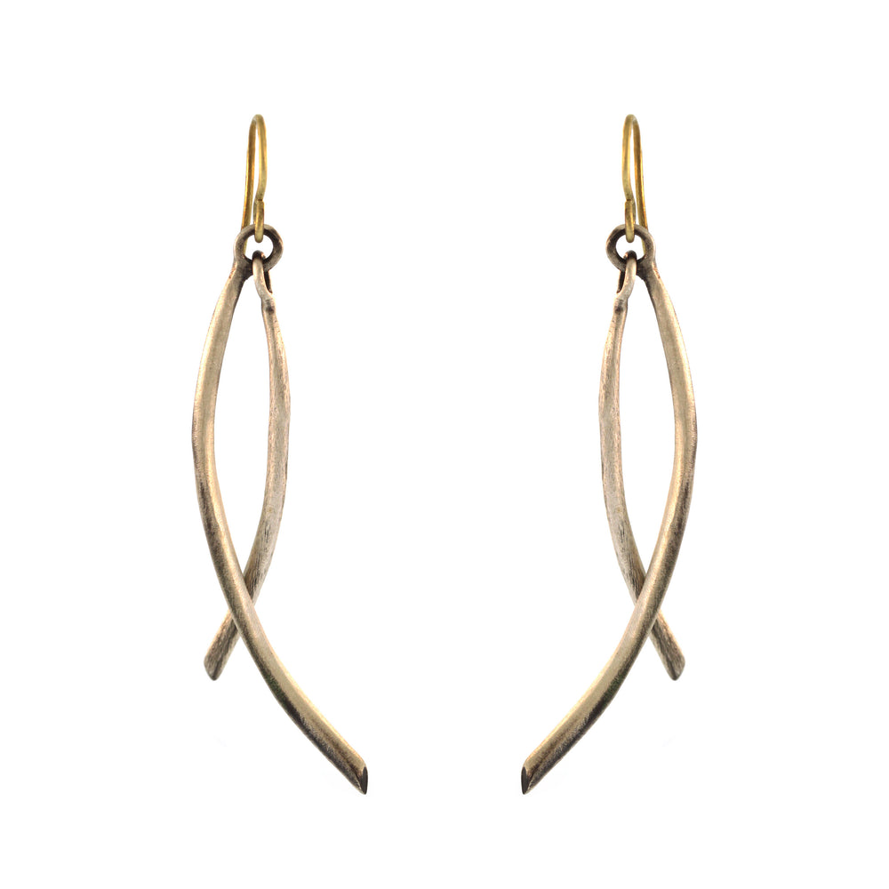 The Double Arc Drop Earrings in Silver
