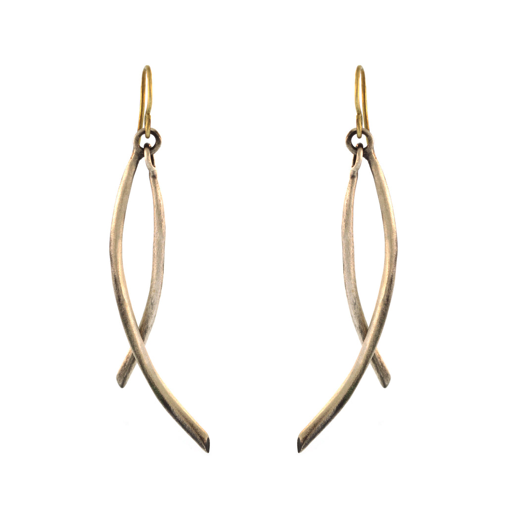 The Double Arc Drop Earrings in Silver