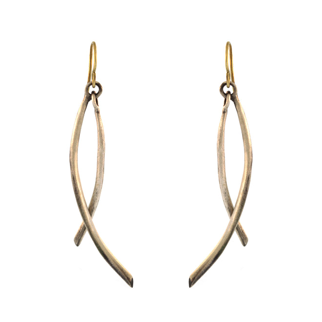 The Double Arc Drop Earrings in Silver