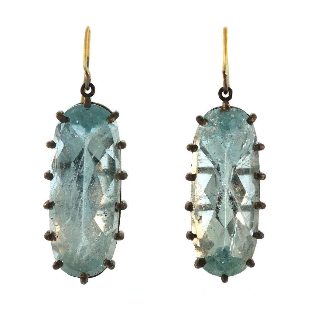 The Long Oval Aquamarine Drop Earrings