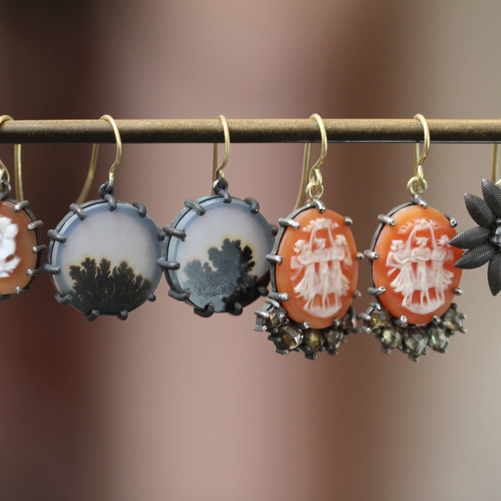 The Dendritic Agate Round Drop Earrings