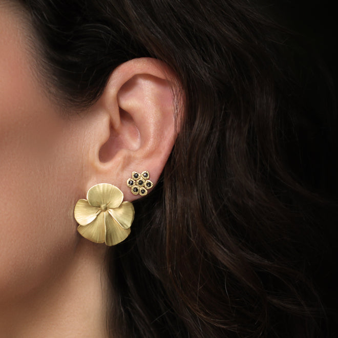 The Tribezel Black Diamond Flower Studs