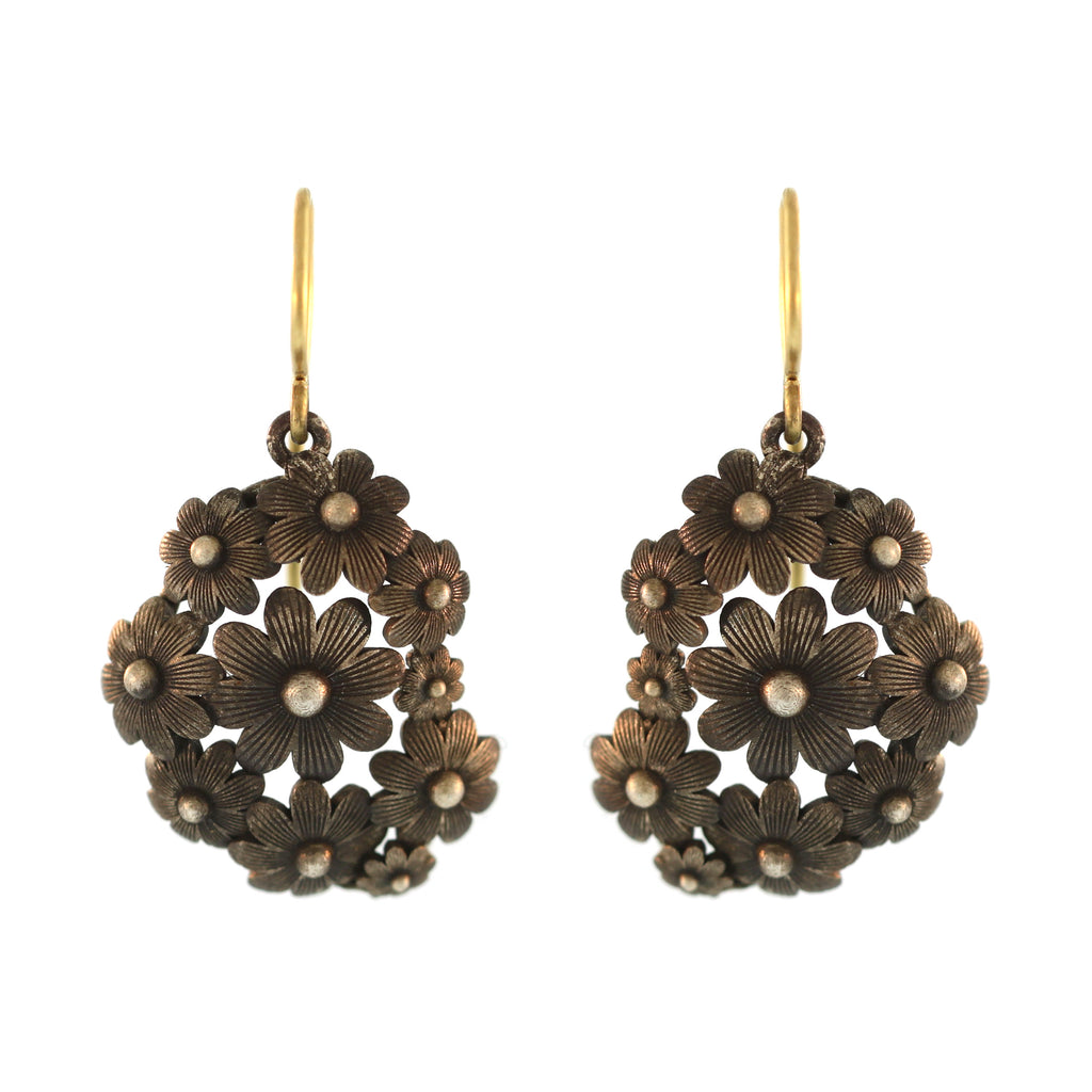 The Garden Party Floral Earrings in Blackened Silver - Vertical