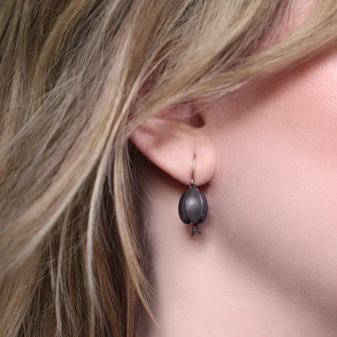 The Blackened Sterling Silver Tulip Drop Earrings