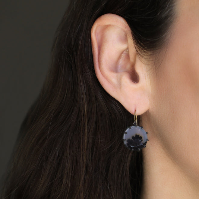 The Dendritic Agate Round Drop Earrings