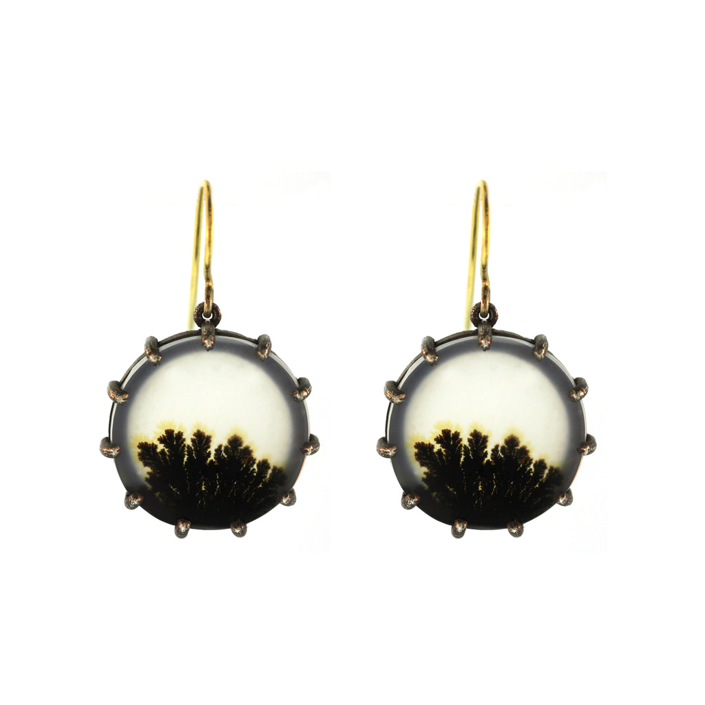 The Dendritic Agate Round Drop Earrings