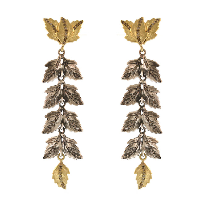 The Longest Double Oak Leaf and Diamond Earrings