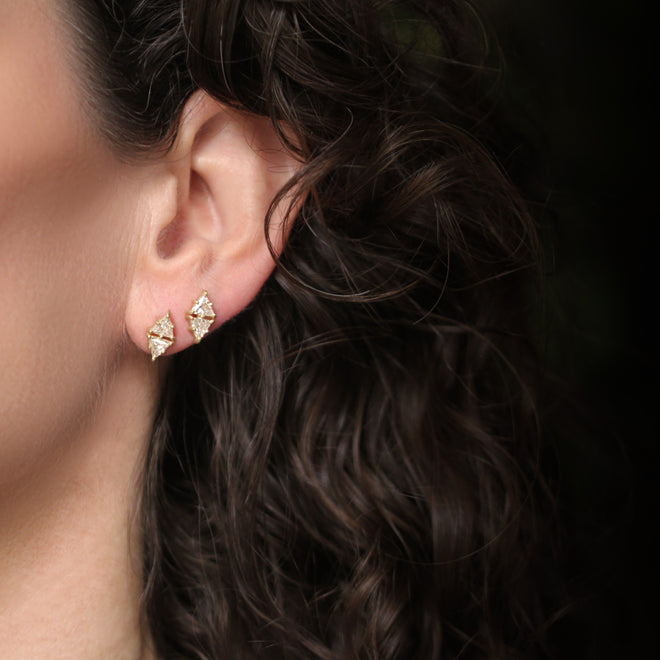 The Double Diamond Trillion Cut Stud Earrings