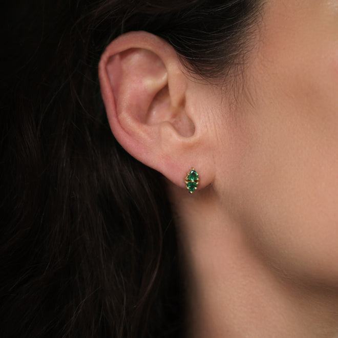 The Double Emerald Trillion Cut Stud Earrings