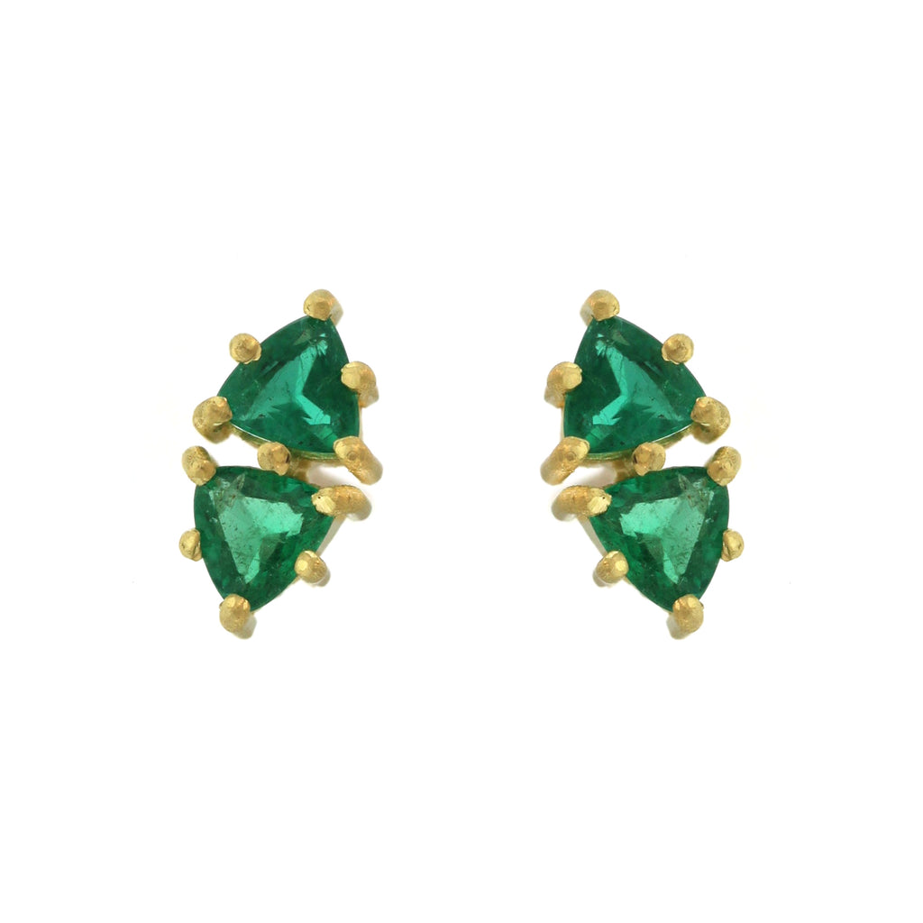 The Double Emerald Trillion Cut Stud Earrings