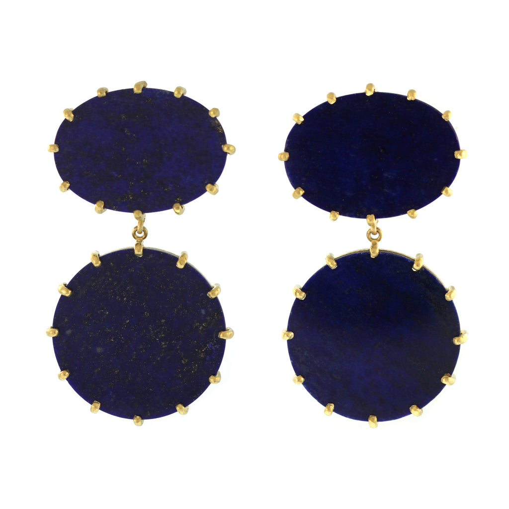 The Lapis Two Stone Drop Earrings