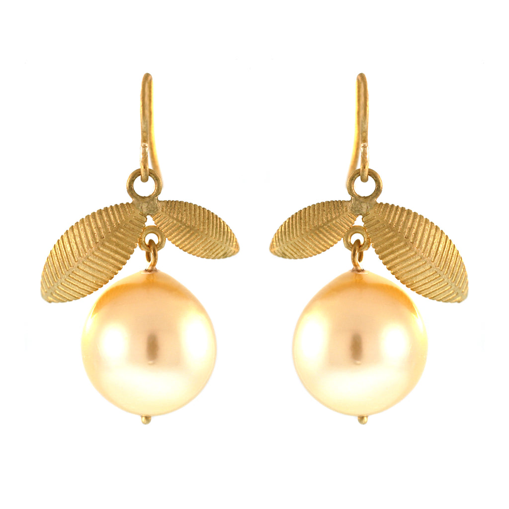 The Golden Pearl + Lotus Leaf Earrings