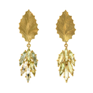 The Holly Leaf + Aquamarine Cluster Earrings