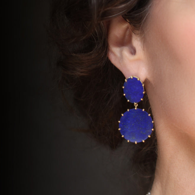 The Lapis Two Stone Drop Earrings