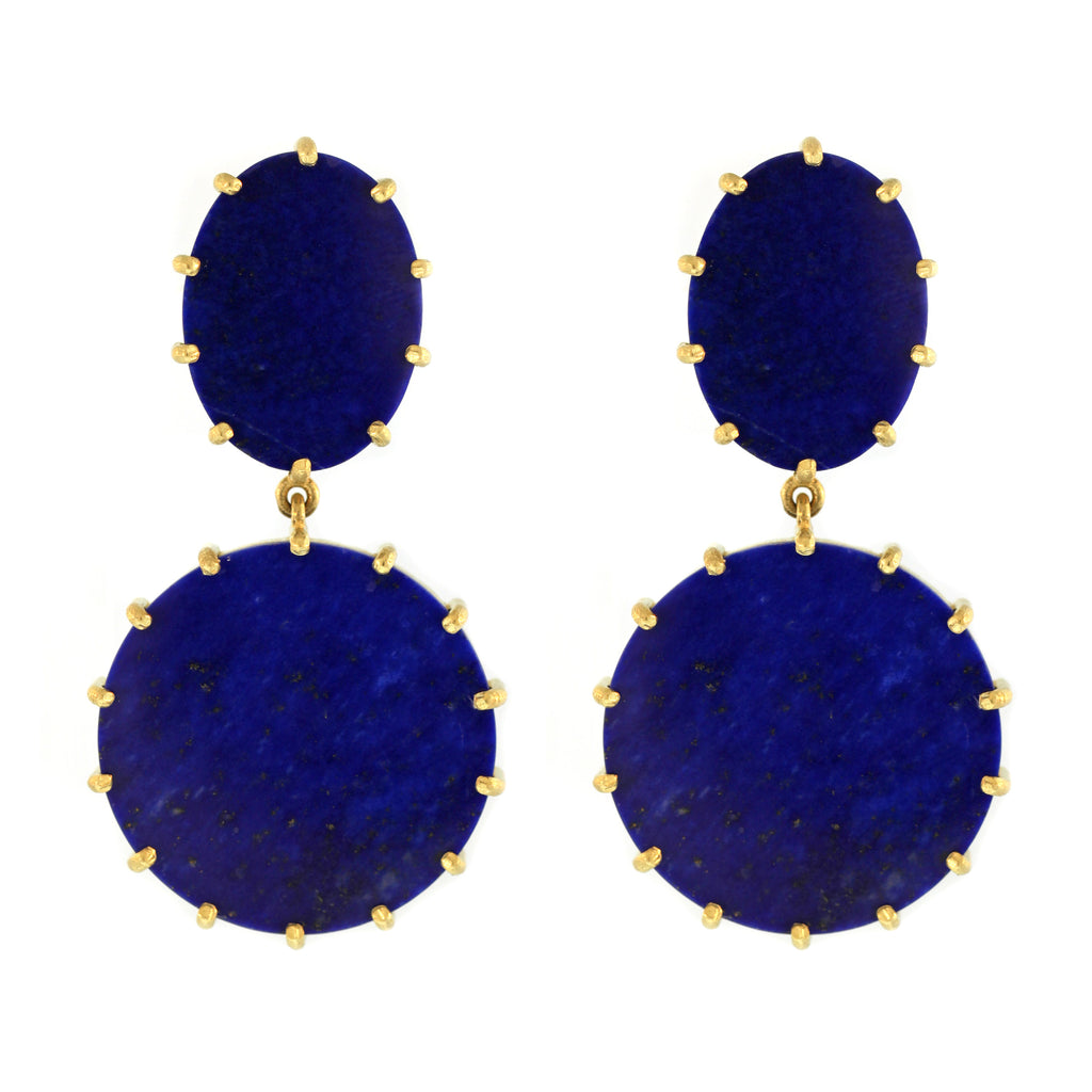 The Lapis Two Stone Drop Earrings