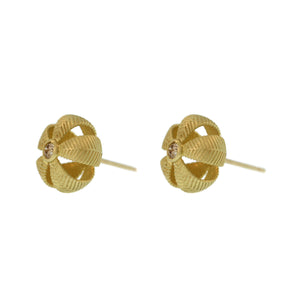 A Lotus Leaf Button Stud with Cognac Diamond Center