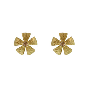 A Lotus Leaf Button Stud with Cognac Diamond Center