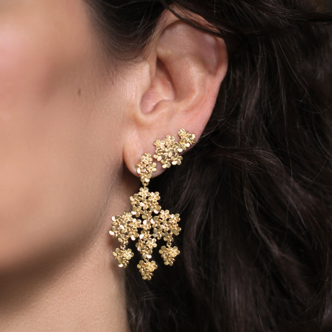 The Plumeria Flower Cluster Dangle Earrings