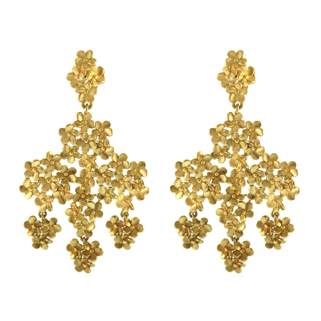 The Plumeria Flower Cluster Dangle Earrings