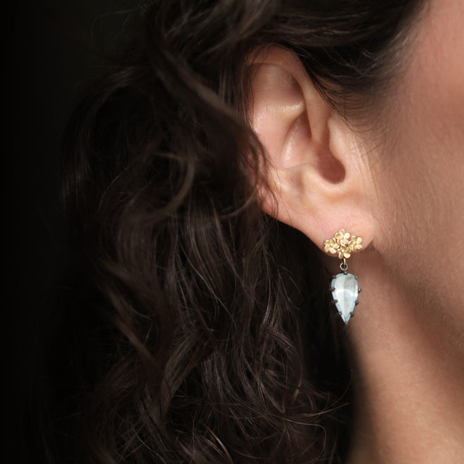 The Aquamarine + Plumeria Quad Drop Earrings