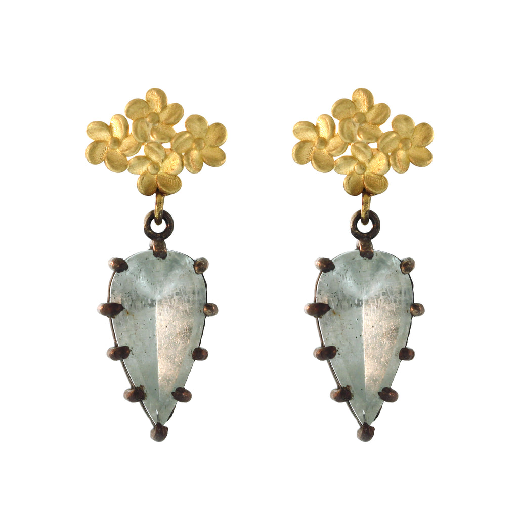 The Aquamarine + Plumeria Quad Drop Earrings