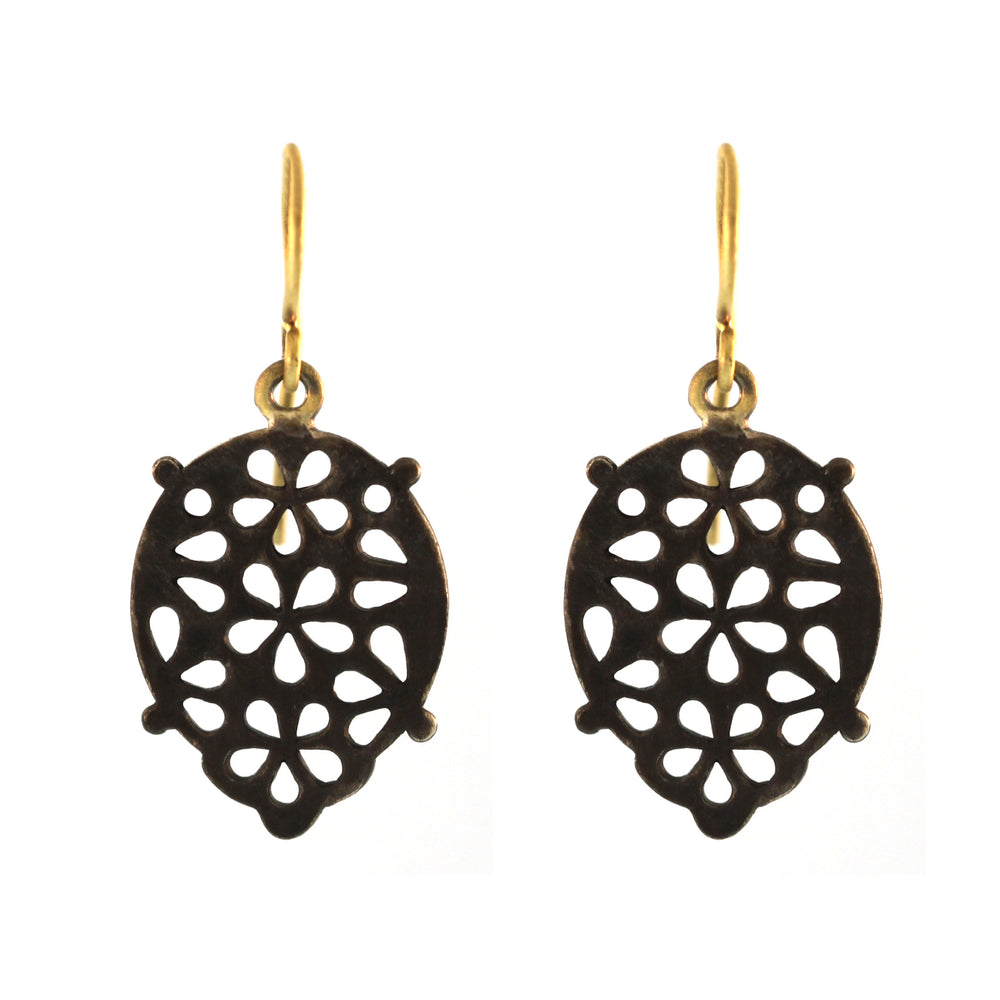 The Pear-Shaped Mosaic Earrings in Blackened Silver