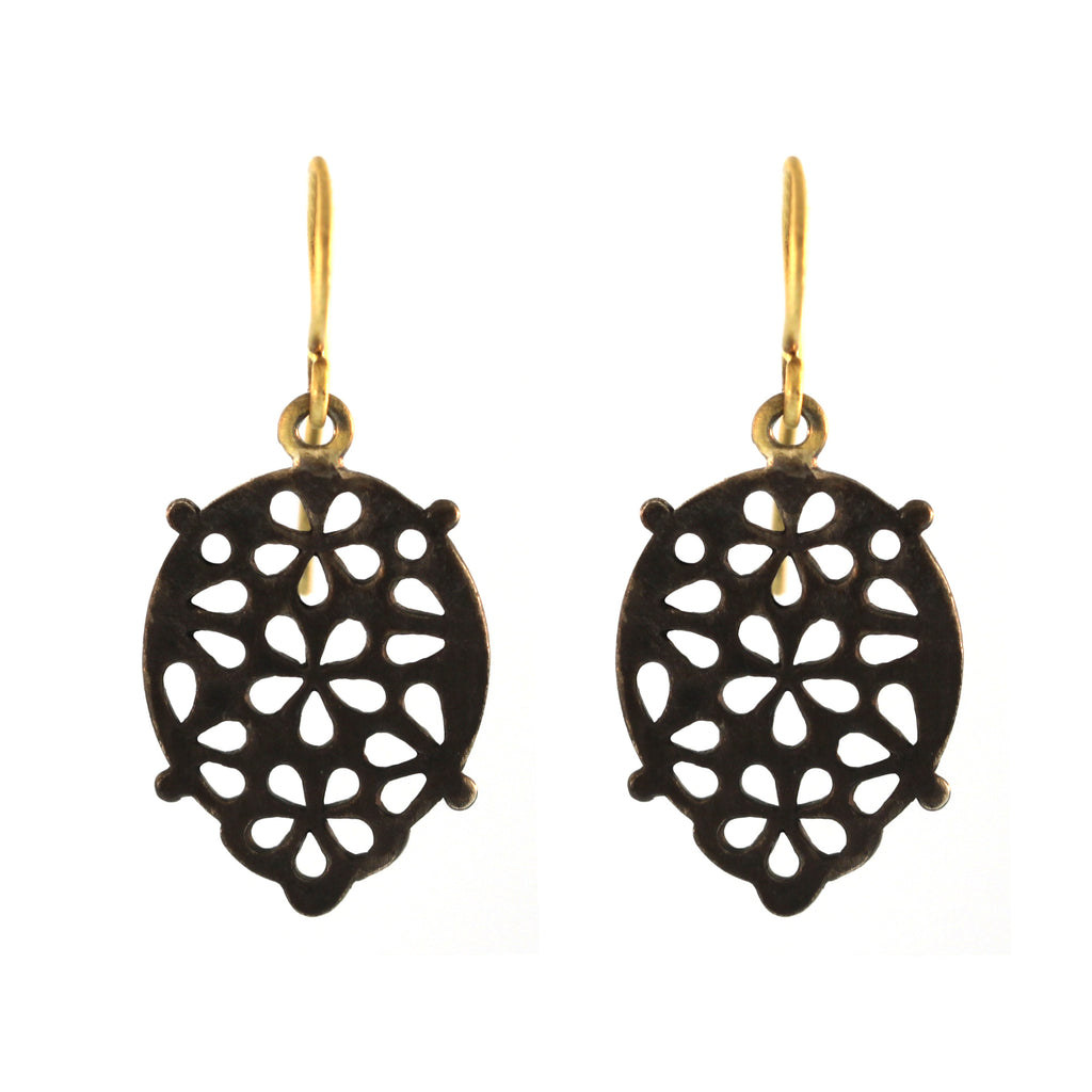 The Pear-Shaped Mosaic Earrings in Blackened Silver