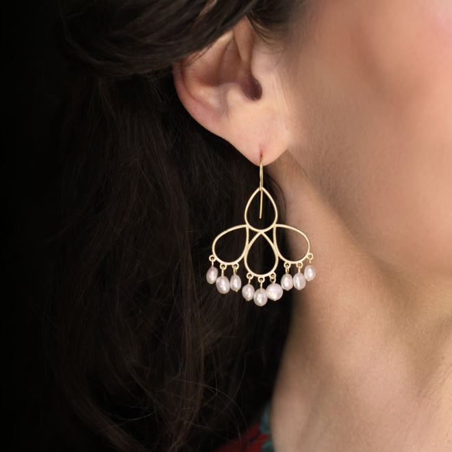 The Pearl Fringe Fan Earrings