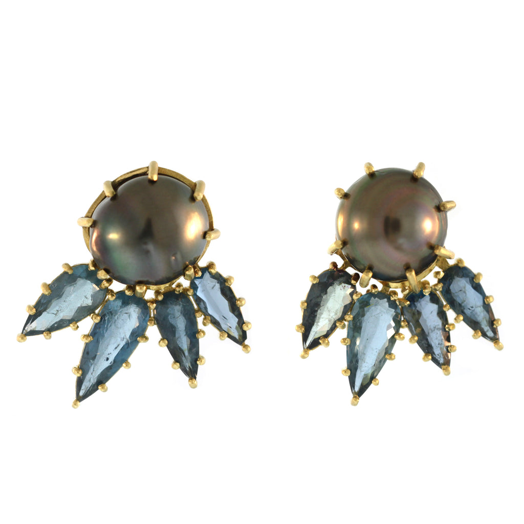 The Pearl + Aquamarine Studs