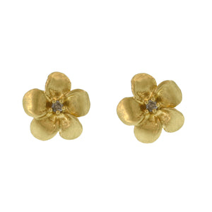 The Large Plumeria Studs with Diamond Centers