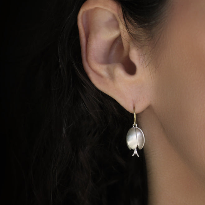 The Sterling Silver Tulip Drop Earrings