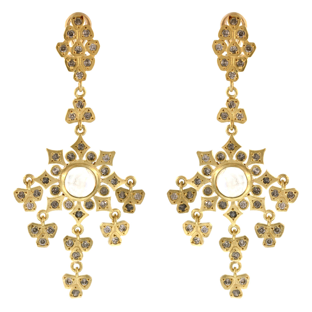 The Moonstone + Grey Diamond Spanish Armada Earrings
