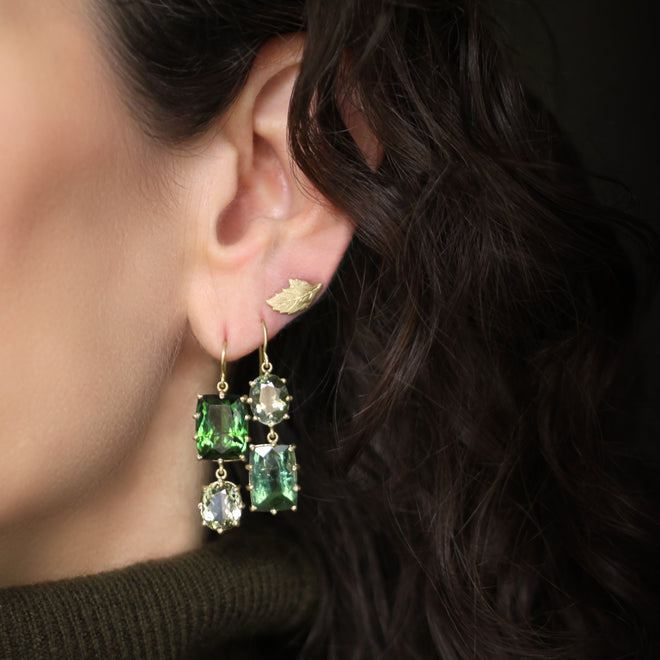 The Spring Green Tourmaline Double Drop Earrings