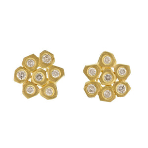 The Tribezel Grey Diamond Flower Studs