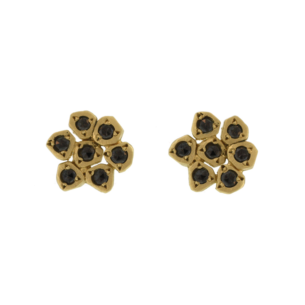 The Tribezel Black Diamond Flower Studs