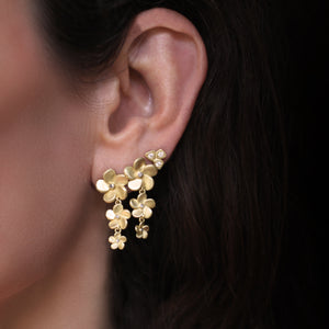 Tapered Triple Plumeria Diamond Drop Post Earrings