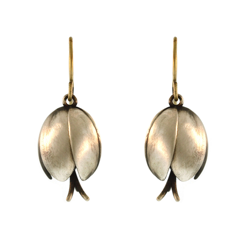 The Antiqued Sterling Silver Tulip Drop Earrings