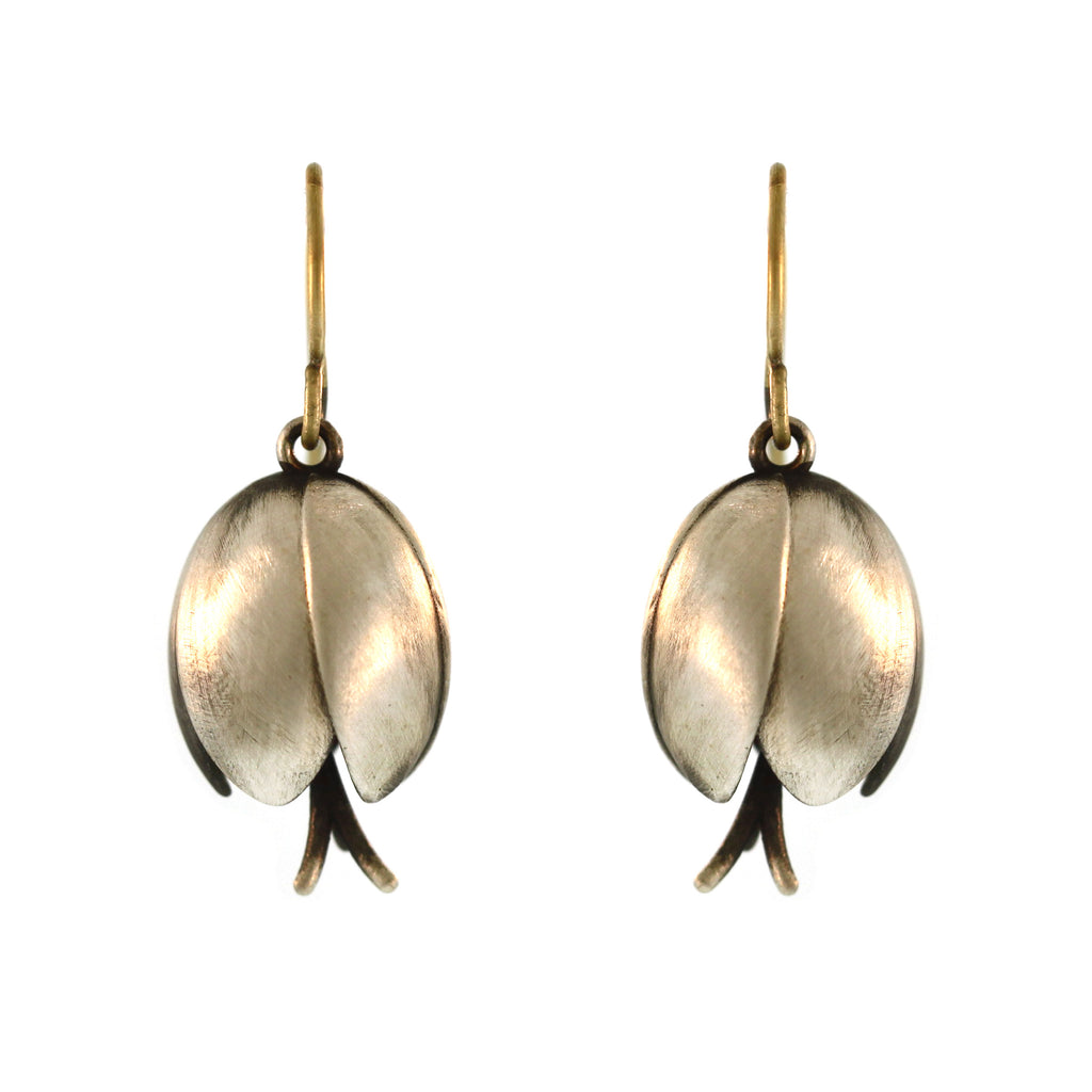 The Antiqued Sterling Silver Tulip Drop Earrings