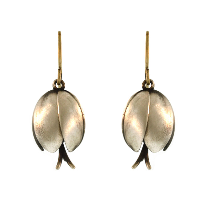 The Antiqued Sterling Silver Tulip Drop Earrings