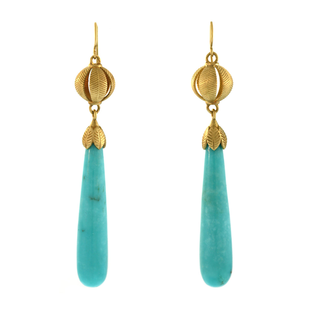 The Turquoise Lotus Drop Earring