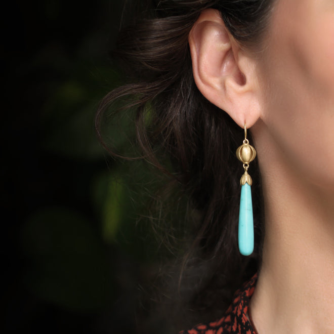 The Turquoise Lotus Drop Earring