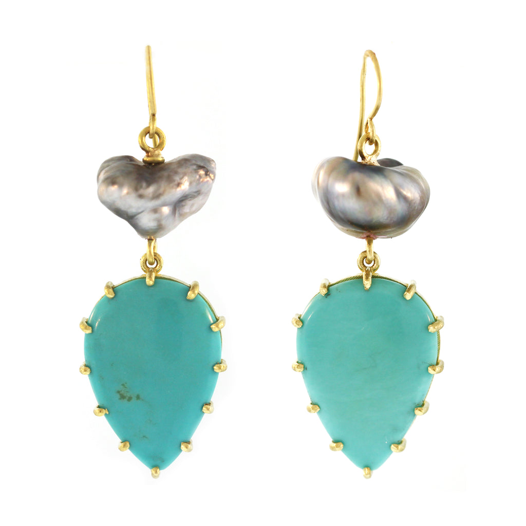 The Turquoise + Keshi Pearl Drop Earrings