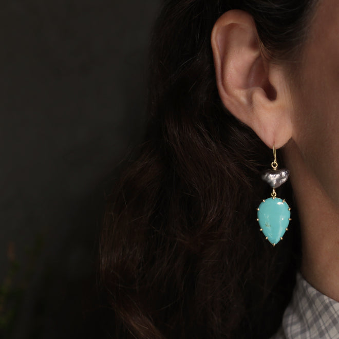 The Turquoise +  Keshi Pearl Drop Earrings