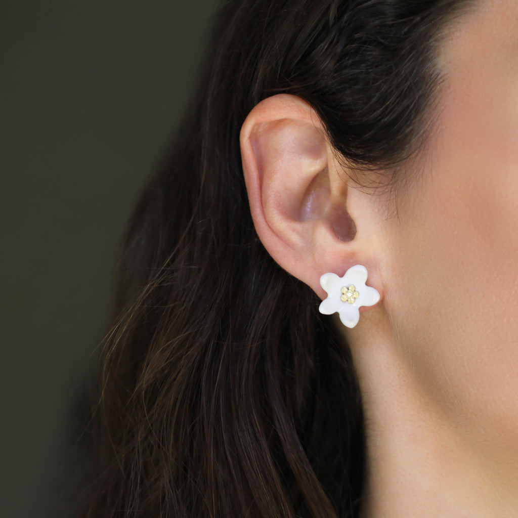 LFrank + Carey Lowell - Dogwood Flower Stud Earring with Diamond Accent