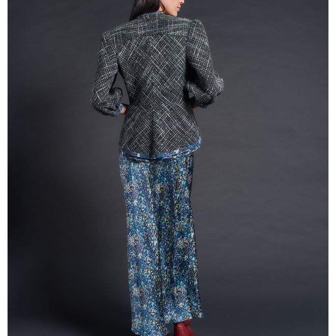 Elena Jacket in Blue Wool Boucle