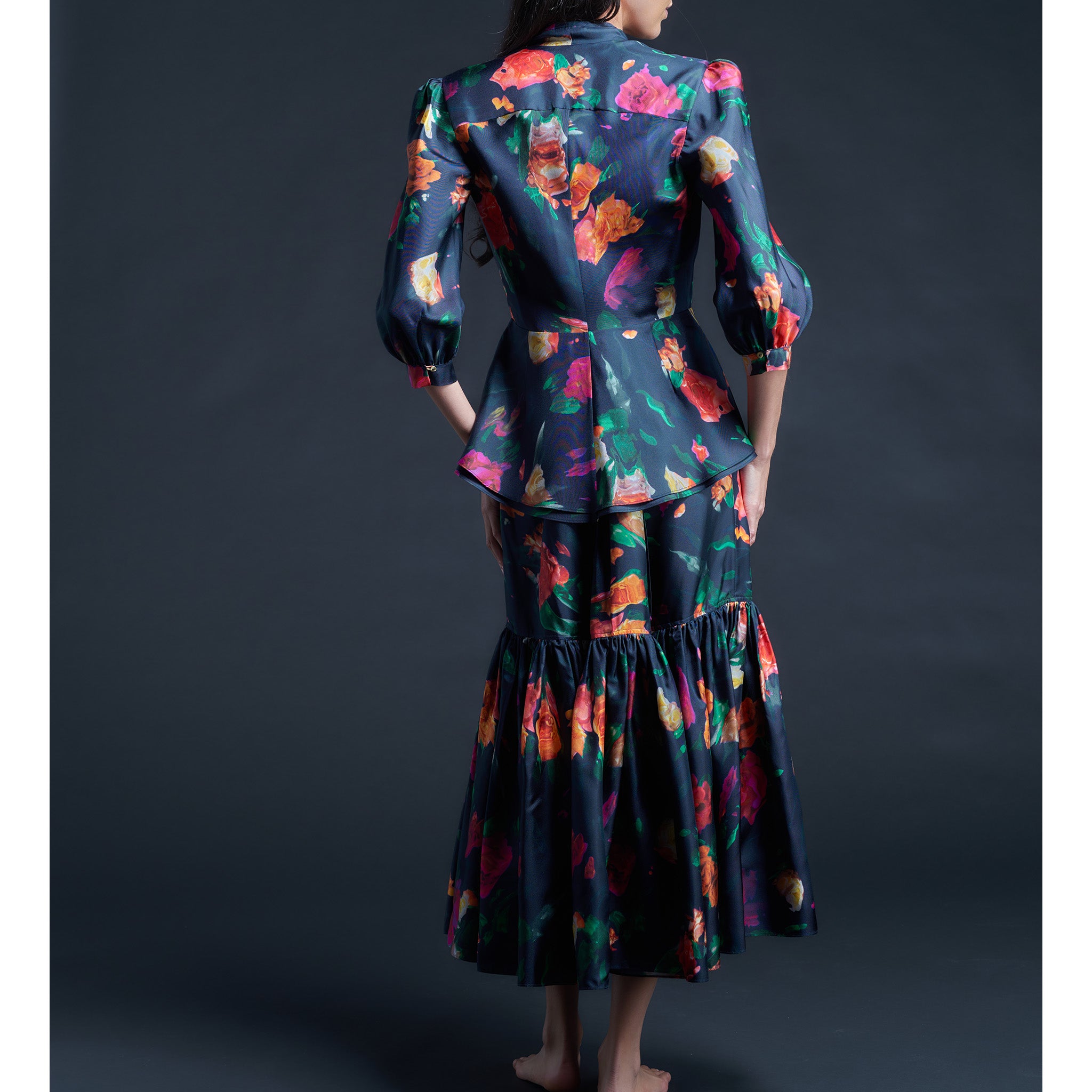 Longer Brigitte Ruffle Skirt in Aphrodite's Love Liberty Print Silk Twill