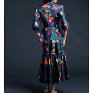 Longer Brigitte Ruffle Skirt in Aphrodite's Love Liberty Print Silk Twill
